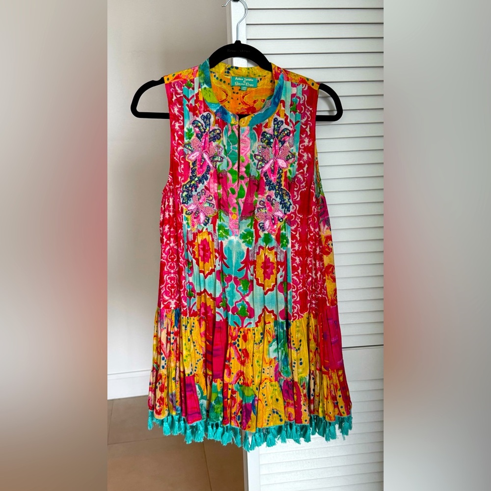 Antica Sartoria Colorful Boho Beaded Dress – One Size